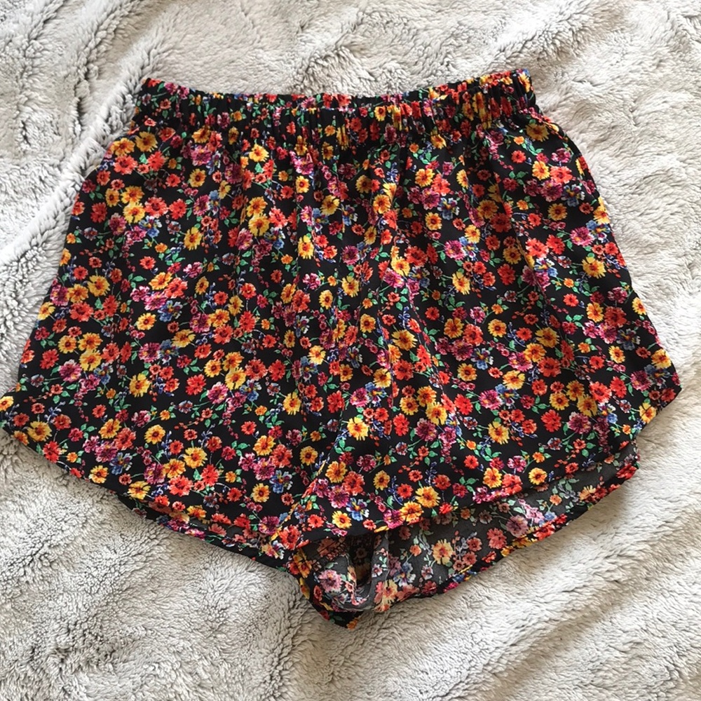 Black Floral shorts